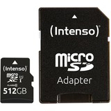 Intenso microSD 512GB UHS-I Perf CL10| Performance Classe 10 Nero, 512 GB, MicroSD, Classe 10, UHS-I, Class 1 (U1), Resistente agli urti, A prova di temperatura, Impermeabile, A prova di raggi X