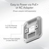 Netgear WAX620 3600 Mbit/s Bianco Supporto Power over Ethernet (PoE), Punto di accesso bianco, 2.4 GHz, 5 GHz, 3600 Mbit/s, EAP-TLS, PEAP, SSL/TLS, TTLS, WPA, WPA2, WPA3, 100,1000,2500 Mbit/s