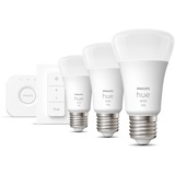Philips Hue Philips Hue White Starter Kit Bridge + 3 Lampadine Smart E27 75W + Dimmer Switch, Lampada a LED Philips Hue White Starter Kit Bridge + 3 Lampadine Smart E27 75W + Dimmer Switch, Lampadina intelligente, Bianco, Bluetooth/Zigbee, LED integrato, E27, Bianco morbido