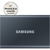SAMSUNG Portable SSD T7 2000 GB Grigio, Disco a stato solido grigio, 2000 GB, USB tipo-C, 3.2 Gen 2 (3.1 Gen 2), 1050 MB/s, Protezione della password, Grigio