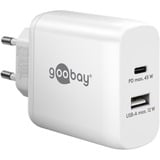 goobay Caricatore rapido doppio USB-C PD 45 watt, Caricabatterie bianco