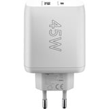 goobay Caricatore rapido doppio USB-C PD 45 watt, Caricabatterie bianco