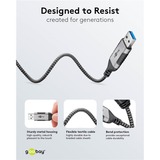 goobay Cavo adattatore Ethernet USB-A 3.2 Gen1 > RJ-45, Slim Nero/grigio