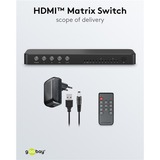 goobay Commutatore matrice HDMI 4 a 2 (4K @ 60Hz), Splitter HDMI Nero