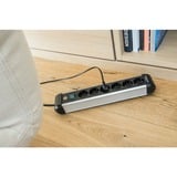 Brennenstuhl Multipresa Premium-Alu-Line 6 prese, Ciabatta Nero/Argento