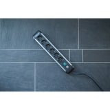 Brennenstuhl Multipresa Premium-Alu-Line 6 prese, Ciabatta Nero/Argento