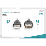 Digitus Cavo di prolunga USB 2.0, connettore USB-A > presa USB-A Nero