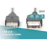 Digitus Cavo di prolunga USB 2.0, connettore USB-A > presa USB-A Nero