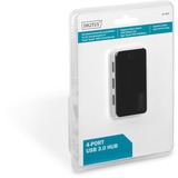 Digitus HUB USB 3.0, 4 porte, nero Nero, 4 porte, nero, USB 3.2 Gen 1 (3.1 Gen 1) Type-A, 5000 Mbit/s, Nero, Argento, Cina, 5 V, Windows 7 Home Premium, Windows Vista Home Premium, Windows XP Home