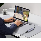 UGREEN USB-C to 2*USB3.0+HDMI+RJ 45+SD&TF+PD port Hub, Docking station argento