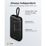 goobay Powerbank 20.000 mAh, cavo USB-C integrato 13 cm, 30 watt Nero