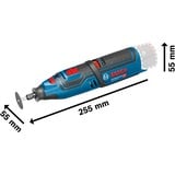 Bosch Utensile rotante a batteria Bosch GRO 10,8V Li, Strumento multi funzione blu/Nero, Tagliare, Perforamento, Smerigliatura, Lucidatura, Levigare, Segare, Nero, Blu, 35000 OPM, 5000 OPM, Batteria, Ioni di Litio