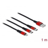 DeLOCK 86709 cavo USB 1 m USB 2.0 USB A USB C/Lightning Nero, Rosso Nero/Rosso, 1 m, USB A, USB C/Lightning, USB 2.0, Nero, Rosso