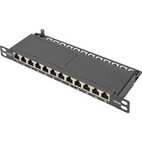 Digitus Pannello patch slim 10", 12 porte, Cat.6a, Patch Panel Nero