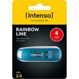 Intenso Rainbow Line unità flash USB 4 GB USB tipo A 2.0 Blu blu, 4 GB, USB tipo A, 2.0, 28 MB/s, Cuffia, Blu