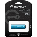 Kingston IronKey Vault Privacy 50 512 GB, Chiavetta USB celeste/Nero
