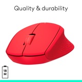 Logitech M330 Silent Plus mouse Mano destra RF Wireless Meccanico 1000 DPI rosso, Mano destra, Meccanico, RF Wireless, 1000 DPI, Rosso