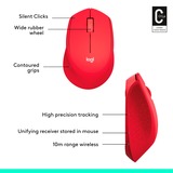 Logitech M330 Silent Plus mouse Mano destra RF Wireless Meccanico 1000 DPI rosso, Mano destra, Meccanico, RF Wireless, 1000 DPI, Rosso