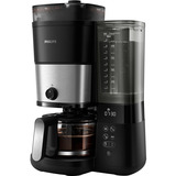Philips HD7888/01 macchina per caffè Automatica Macchina da caffè con filtro 1,25 L, Macchina fa filtro Nero/in acciaio inox, Macchina da caffè con filtro, 1,25 L, Chicchi di caffè, Macinatore integrato, 1000 W, Nero, Argento