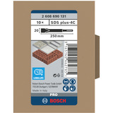 Bosch 2 608 690 131 punta per trapano Punta da trapano a scalpello piatto 10 pz Martello perforatore, Punta da trapano a scalpello piatto, 250 mm, SDS-plus, 10 pz