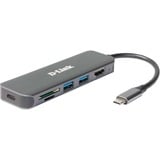 D-Link DUB-2327 replicatore di porte e docking station per laptop Cablato USB tipo-C Grigio argento, Cablato, USB tipo-C, 60 W, Grigio, MicroSD (TransFlash), SD, SDHC, SDXC, 5 Gbit/s