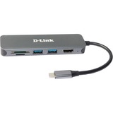 D-Link DUB-2327 replicatore di porte e docking station per laptop Cablato USB tipo-C Grigio argento, Cablato, USB tipo-C, 60 W, Grigio, MicroSD (TransFlash), SD, SDHC, SDXC, 5 Gbit/s