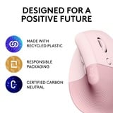 Logitech Lift Mouse Ergonomico Verticale, Senza Fili, Ricevitore Bluetooth o Logi Bolt USB, Clic Silenziosi, 4 Tasti, Compatibile con Windows / macOS / iPadOS, Laptop, PC. Rosa rosa, Senza Fili, Ricevitore Bluetooth o Logi Bolt USB, Clic Silenziosi, 4 Tasti, Compatibile con Windows / macOS / iPadOS, Laptop, PC. Rosa, Mano destra, Design verticale, Ottico, RF senza fili + Bluetooth, 4000 DPI, Rosa