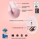 Logitech Lift Mouse Ergonomico Verticale, Senza Fili, Ricevitore Bluetooth o Logi Bolt USB, Clic Silenziosi, 4 Tasti, Compatibile con Windows / macOS / iPadOS, Laptop, PC. Rosa rosa, Senza Fili, Ricevitore Bluetooth o Logi Bolt USB, Clic Silenziosi, 4 Tasti, Compatibile con Windows / macOS / iPadOS, Laptop, PC. Rosa, Mano destra, Design verticale, Ottico, RF senza fili + Bluetooth, 4000 DPI, Rosa