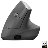 Logitech MX Vertical mouse Mano destra RF senza fili + Bluetooth Ottico 4000 DPI Nero/Argento, Mano destra, Ottico, RF senza fili + Bluetooth, 4000 DPI, Grafite