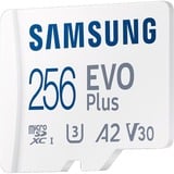 Samsung MicroSD EVO Plus 256 GB, Scheda di memoria bianco, 256 GB, MicroSDXC, UHS-I, 160 MB/s, Class 3 (U3), V30