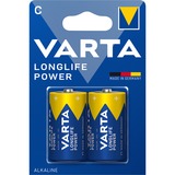 VARTA Longlife Power, Batteria Alcalina, C, Baby, LR14, 1.5V, Blister da 2, Made in Germany Batteria Alcalina, C, Baby, LR14, 1.5V, Blister da 2, Made in Germany, Batteria monouso, C, Alcalino, 1,5 V, 2 pz, Blu, Oro