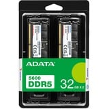 ADATA AD5U560032G-DT memoria 64 GB 2 x 32 GB DDR5 Nero, 64 GB, 2 x 32 GB, DDR5, 5600 MHz, 288-pin DIMM