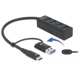 DeLOCK 63828 hub di interfaccia USB 3.2 Gen 1 (3.1 Gen 1) Type-A + Type-C 5000 Mbit/s Nero Nero, USB 3.2 Gen 1 (3.1 Gen 1) Type-A + Type-C, USB 3.2 Gen 1 (3.1 Gen 1) Type-A, 5000 Mbit/s, Nero, 0,2 m, 23 mm