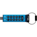 Kingston IronKey Keypad 200C USB-C da 16 GB, FIPS 140-3 livello 3 AES-256, Chiavetta USB FIPS 140-3 livello 3 AES-256, 16 GB, USB tipo-C, 3.2 Gen 1 (3.1 Gen 1), 145 MB/s, Sleeve, Blu