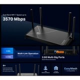 TP-Link Archer BE230 router wireless 2.5 Gigabit Ethernet Dual-band (2.4 GHz/5 GHz) Nero Wi-Fi 7 (802.11be), Dual-band (2.4 GHz/5 GHz), Collegamento ethernet LAN, Nero, Router da tavolo