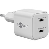 goobay Caricatore rapido duale USB-C Nano, PD, GaN, 35 watt, Caricabatterie bianco