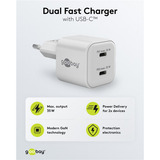 goobay Caricatore rapido duale USB-C Nano, PD, GaN, 35 watt, Caricabatterie bianco