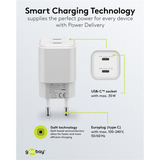 goobay Caricatore rapido duale USB-C Nano, PD, GaN, 35 watt, Caricabatterie bianco