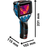 Bosch GTC 600 C Noise equivalent temperature difference (NETD) IR Nero, Blu 256 x 192 Pixel Display incorporato LCD, Rilevatore termico blu/Nero, Noise equivalent temperature difference (NETD), -20 - 600 °C, 9 Hz, 50 mK, Termico, 2 °C