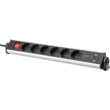 Digitus Multipresa da ufficio 6 vie, 3x USB, Ciabatta argento/Nero