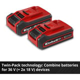 EINHELL Batteria Power-X-Change Plus TWIN-PACK 18Volt 3,0Ah rosso/Nero