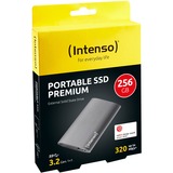 Intenso 256GB Premium Antracite antracite, 256 GB, 1.8", Micro-USB B, 3.2 Gen 1 (3.1 Gen 1), 320 MB/s, Antracite