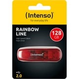 Intenso Rainbow Line unità flash USB 128 GB USB tipo A 2.0 Rosso, Trasparente, Chiavetta USB rosso, 128 GB, USB tipo A, 2.0, 28 MB/s, Cuffia, Rosso, Trasparente