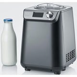Severin Macchina per il ghiaccio compatta e preparatore di yogurt EZ 7407, Gelatiera Nero (opaco)/Argento