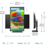 BenQ PD3205U 80 cm (31.5") 3840 x 2160 Pixel 4K Ultra HD LCD Nero grigio scuro, 80 cm (31.5"), 3840 x 2160 Pixel, 4K Ultra HD, LCD, 5 ms, Nero