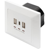 Digitus Presa da incasso, con porte USB A e USB-C bianco