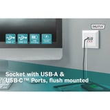 Digitus Presa da incasso, con porte USB A e USB-C bianco