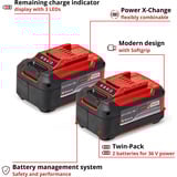 EINHELL Batteria Power-X-Change Plus TWIN-PACK 18Volt 5,2Ah rosso/Nero