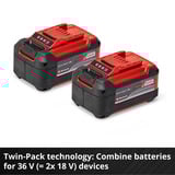 EINHELL Batteria Power-X-Change Plus TWIN-PACK 18Volt 5,2Ah rosso/Nero