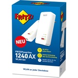 FRITZ! 1240 AX WLAN Set, PowerLAN Powerline 1240 AX WLAN Set, 1200 Mbit/s, Gigabit Ethernet, 10,100,1000 Mbit/s, Wi-Fi 6 (802.11ax), Banda singola (2.4 GHz), 600 Mbit/s
